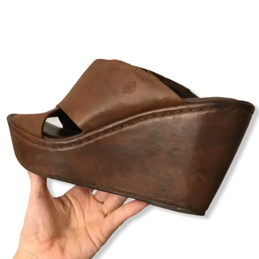 Born Platform Wedge Sandals Leather Upper Size 9 - Picture 4 of 13